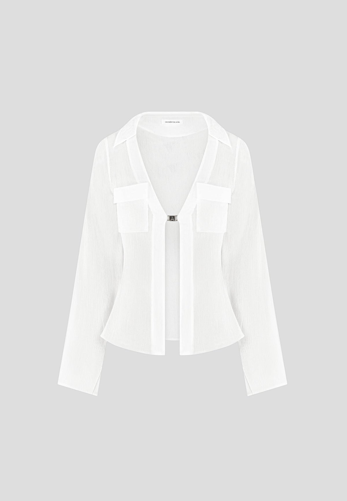 Sheer Shirt with Clasp - White