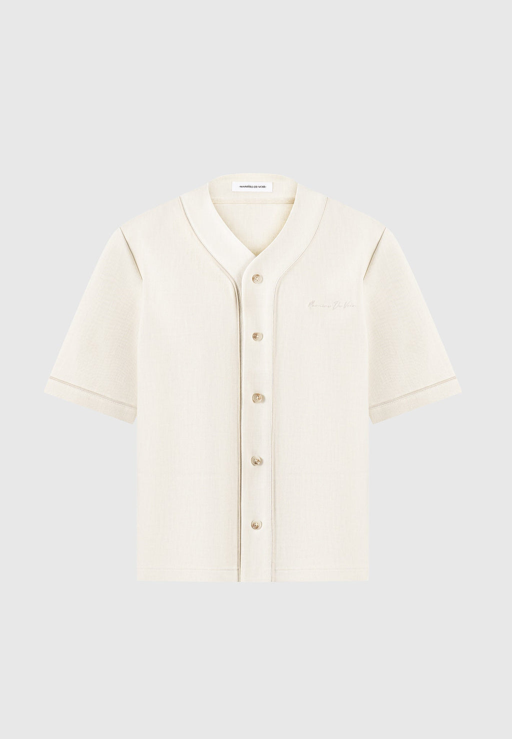 Signature Boxy Baseball Shirt - Beige
