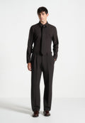 Slim Fit Tailored Stretch Shirt - Brown