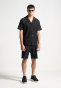 Textured Raglan Shirt - Black