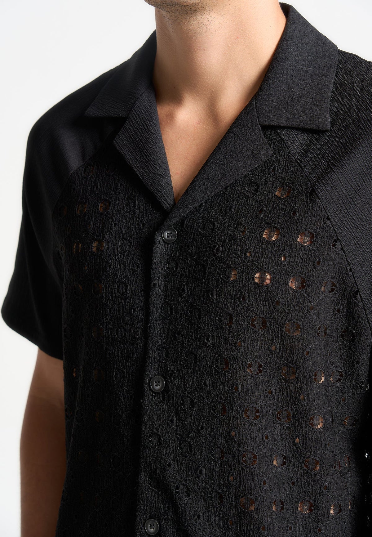 Textured Raglan Shirt - Black