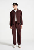 Twill Pocket Cropped Shirt - Wine Red
